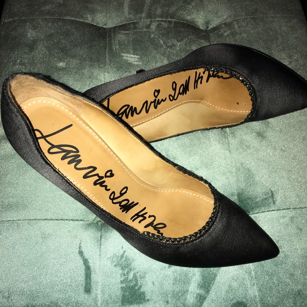~LAVIN~ Black Satin Pumps